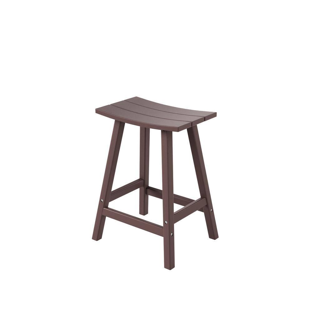 Polytrends Laguna 24" All-Weather Resistant Outdoor Patio Bar Stool (Set of 2) Dark Brown 24-inches