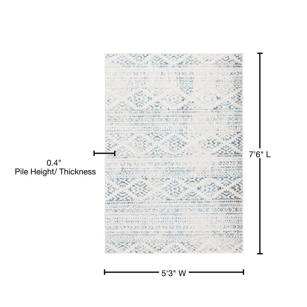 Tulum TUL272 Power Loomed Indoor Area Rug - Ivory/Turquoise - 5'3"x7'6" - Safavieh