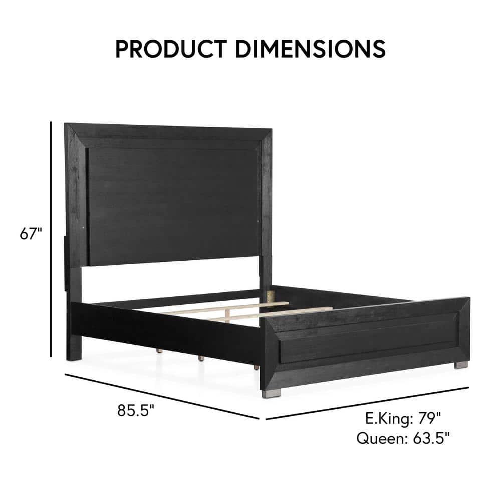 Furniture of America Loomier LED Headboard Solid Wood Eastern King Bed in Black