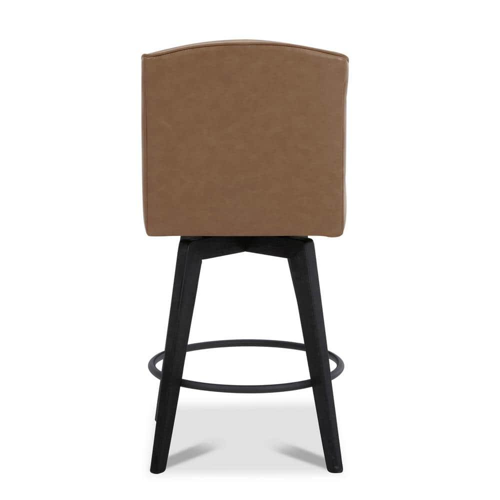 Arceso Bar Stools Set of 2, 26 Inch Swivel Counter Stools with Back, Faux Leather Upholstered Barstools, Solid Wood Legs with Footrest,  for Kitchen