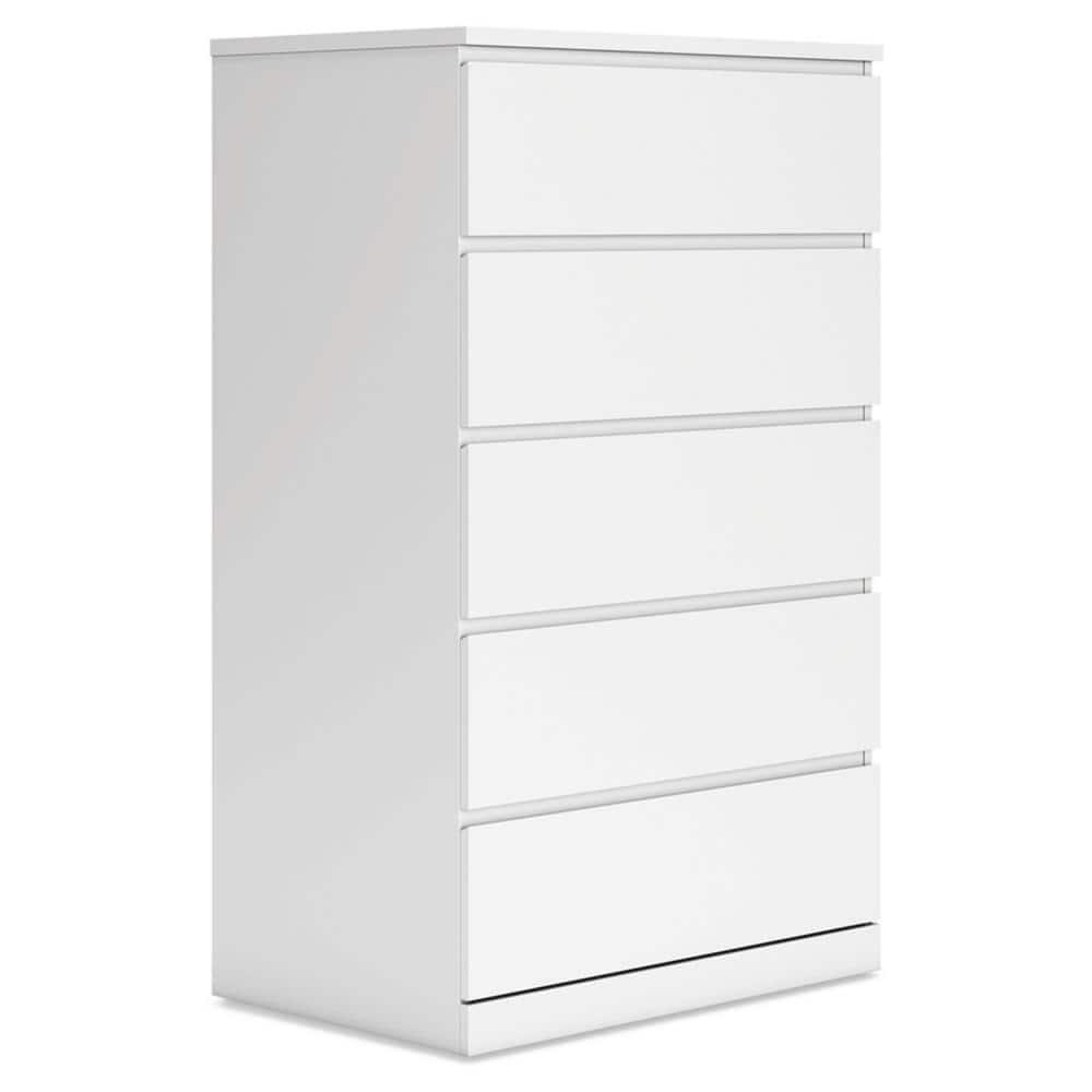 Signature Design by Ashley Onita Modern 5 Drawer Tall Dresser, White