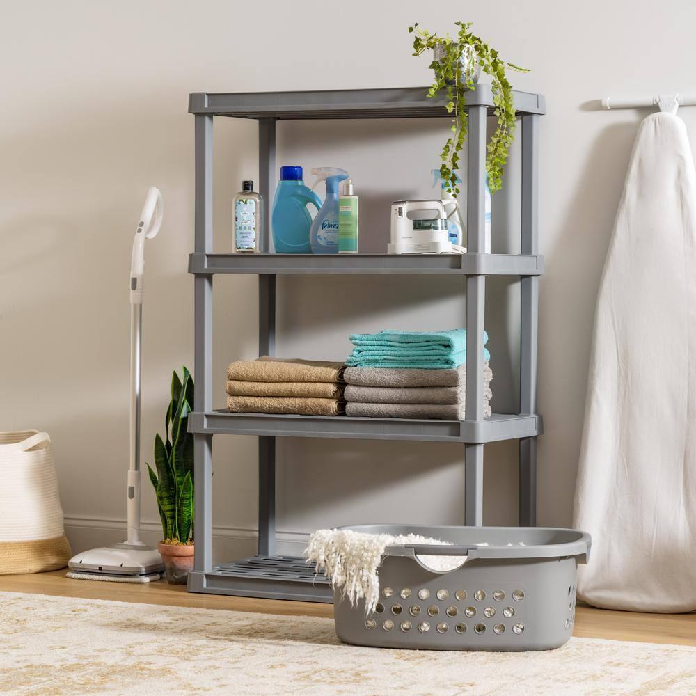IRIS USA, Inc. 4-Tier Large Plastic Garage Storage Shelving Unit, Gray (18 W x 56 H x 36 D)