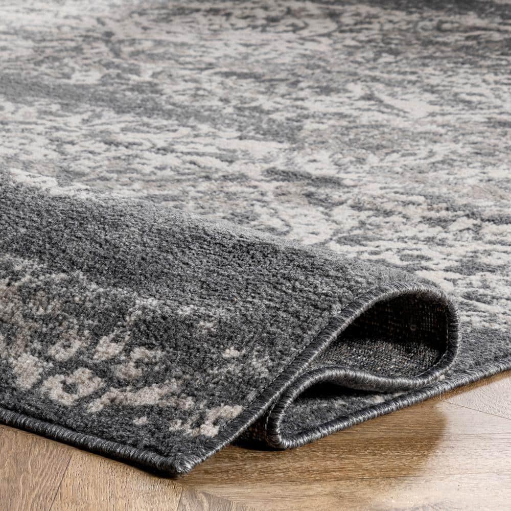 Nuloom Freja Oriental/Persian 9x12 Indoor Area Rug for Living Room Bedroom Dining Room Kitchen, Dark Grey/Ivory