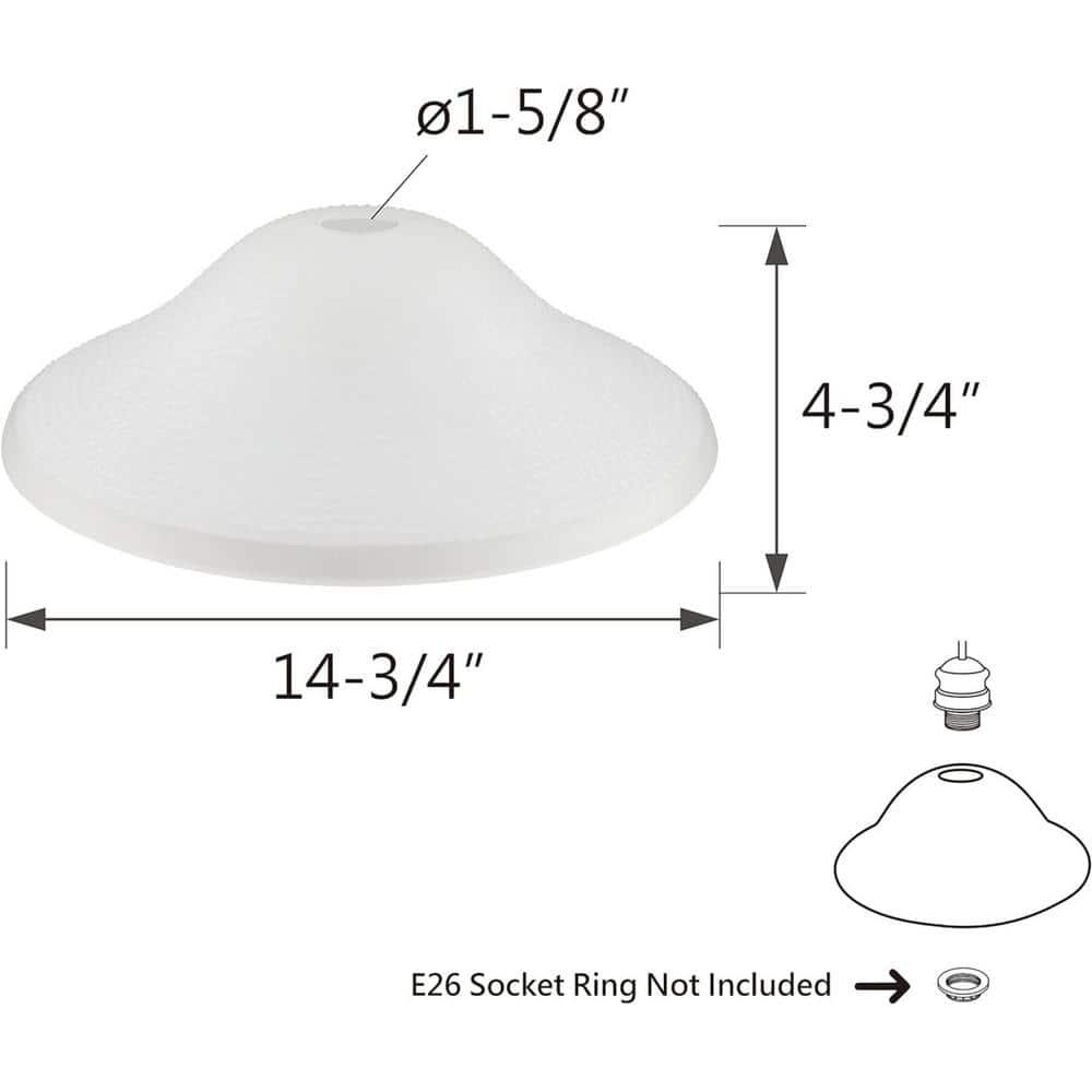 Glass Shade 4-3/4 H., White Frosted Glass Bell Torchiere/Swag Lamp and Pendant Shade with 1-5/8 in. Neckless Fitter