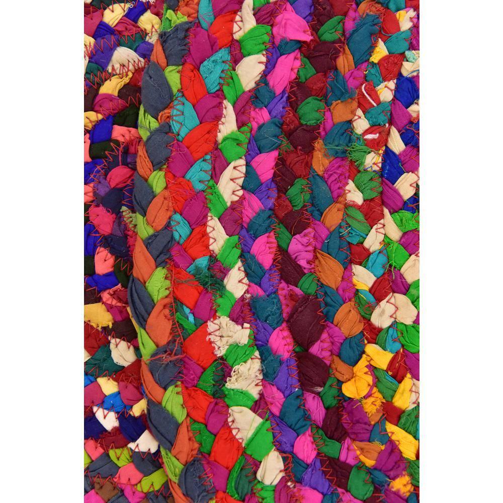 Unique Loom Braided Chindi Collection Area Rug - Layer (3' 3" x 5' 1" Oval Multi/Blue)