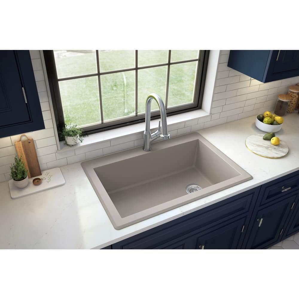 Karran Drop-in Quartz Composite 33'' X 22'' 1-Hole Single Bowl Kitchen Sink
