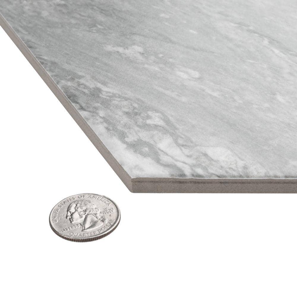 Marbilia Hex Bardiglio w/Biotech 11" x 13" Porcelain Marble Look Wall & Floor Tile