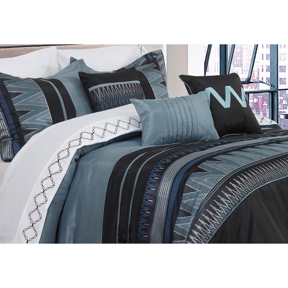 Vanguard 7-piece Grey and Black Comforter Set, image size:1000x1000