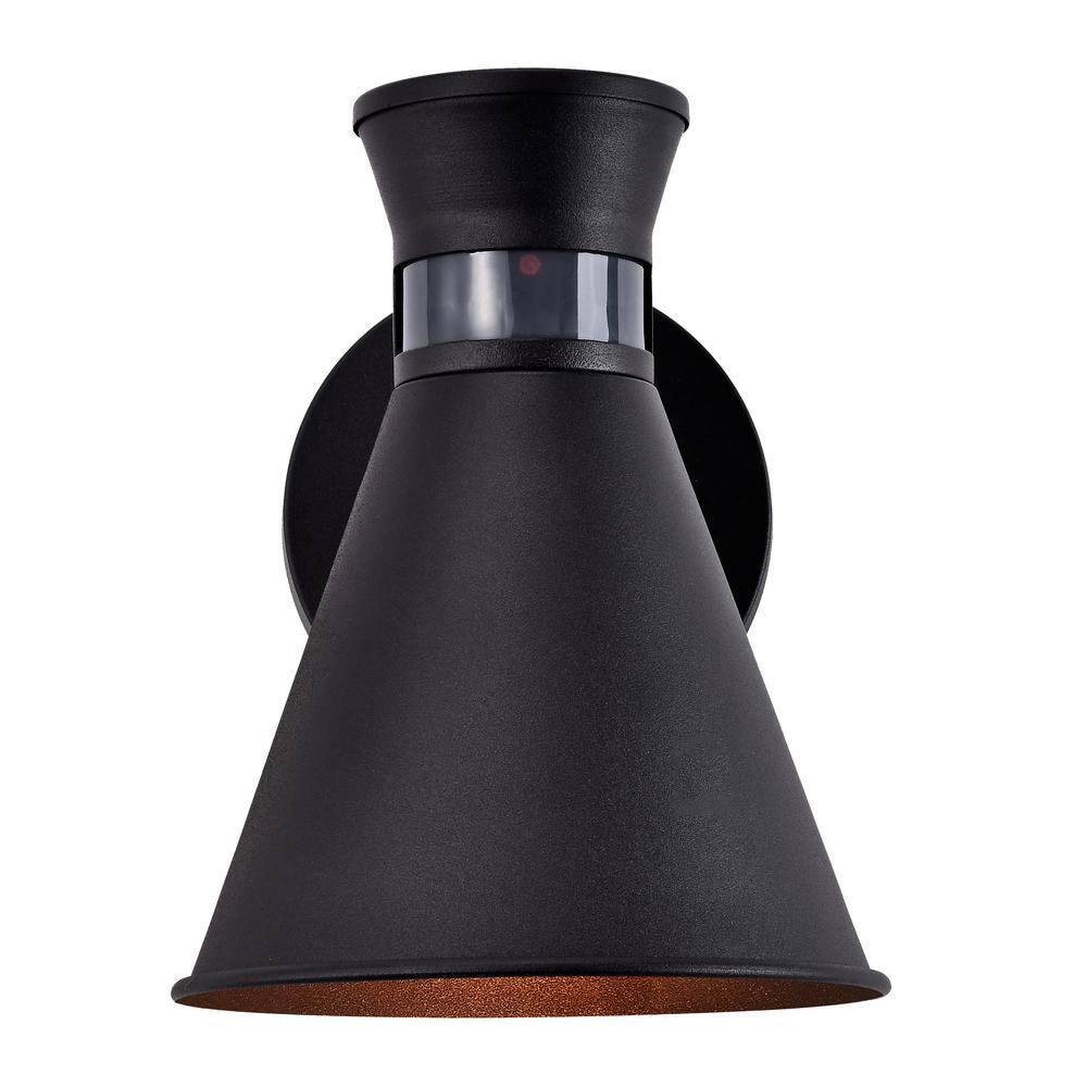 C Cattleya Motion Sensor Dusk to DawnOutdoor Wall Sconce with Black Finish