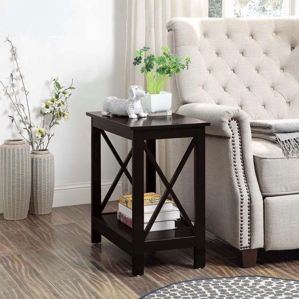23.75 x 12 x 23.75 in. Oxford Chairside End Table with Shelf, Espresso