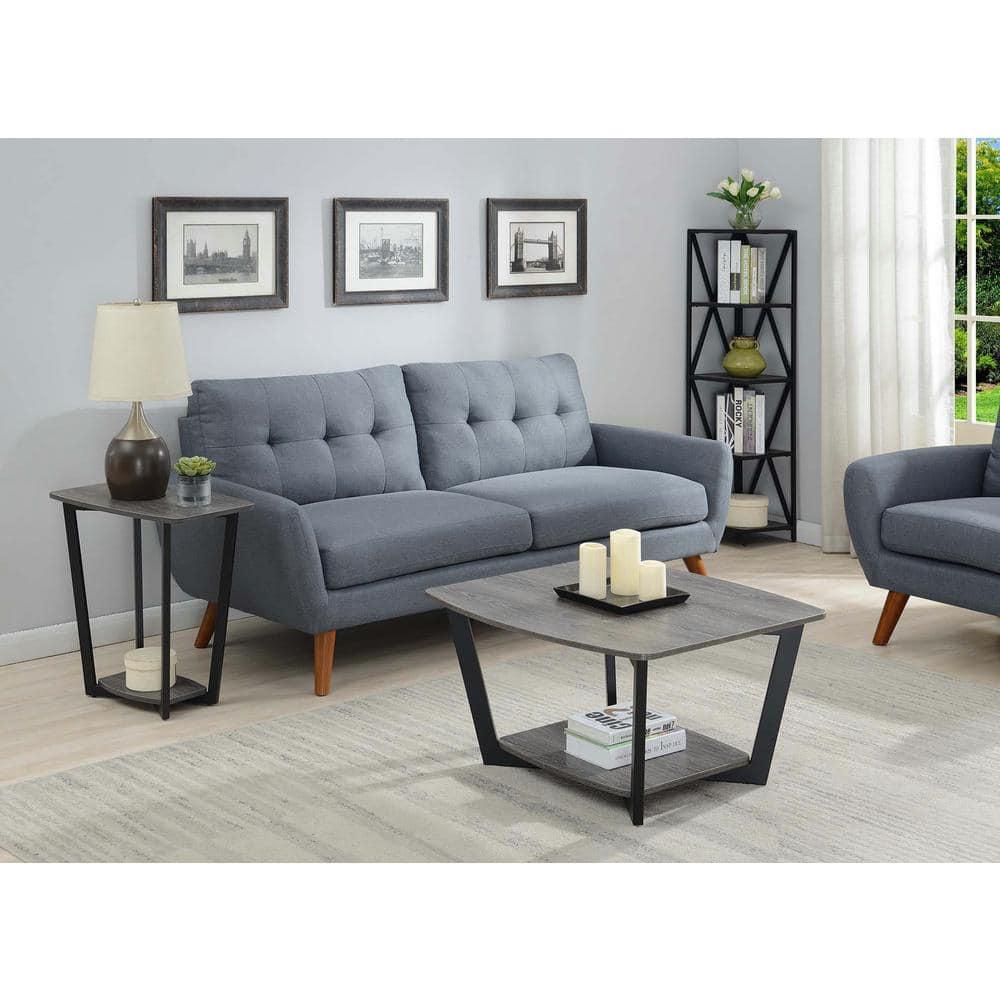 Convenience Concepts Graystone End Table with Shelf, Weathered Gray/Black Frame