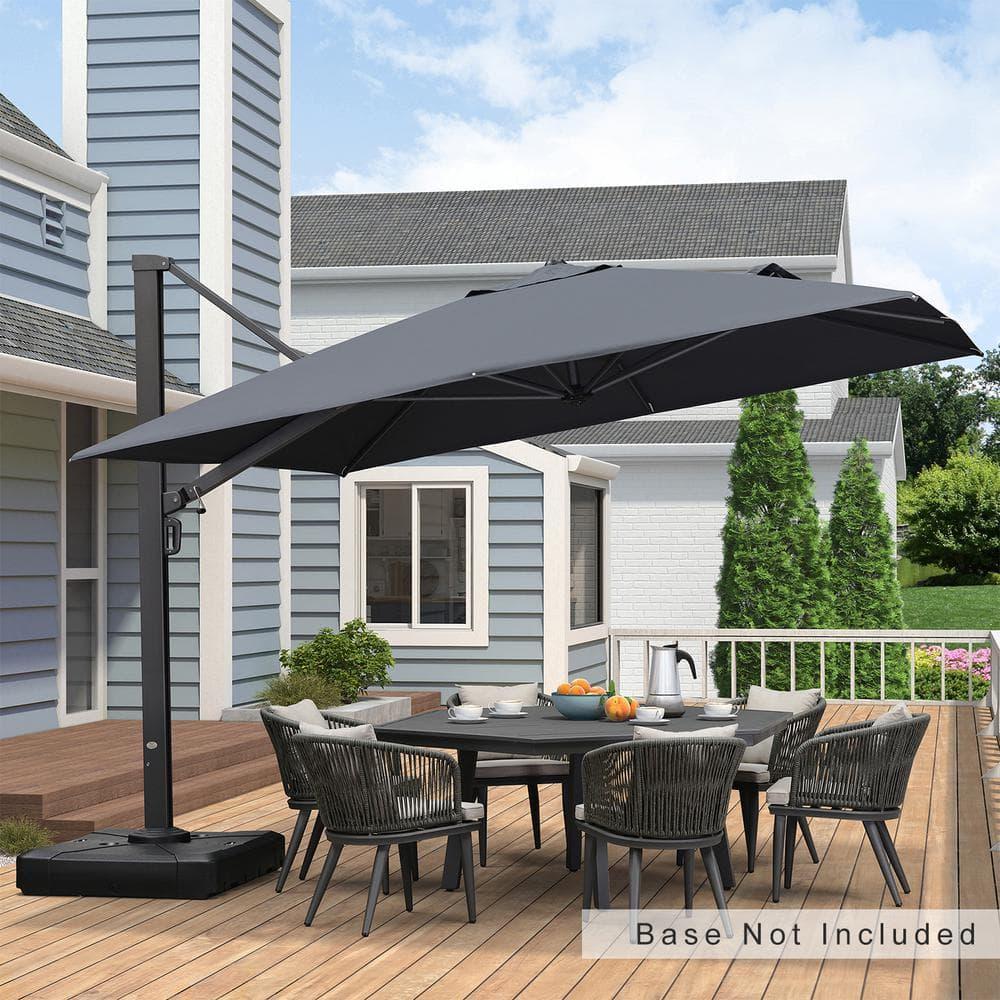PURPLE LEAF 11 FT Outdoor Cantilever Umbrellas Square Aluminum Offset Hanging Umbrellas with 360°Rotation Tilt Adjutable Garden Pool Large Patio Umbrella,Gray