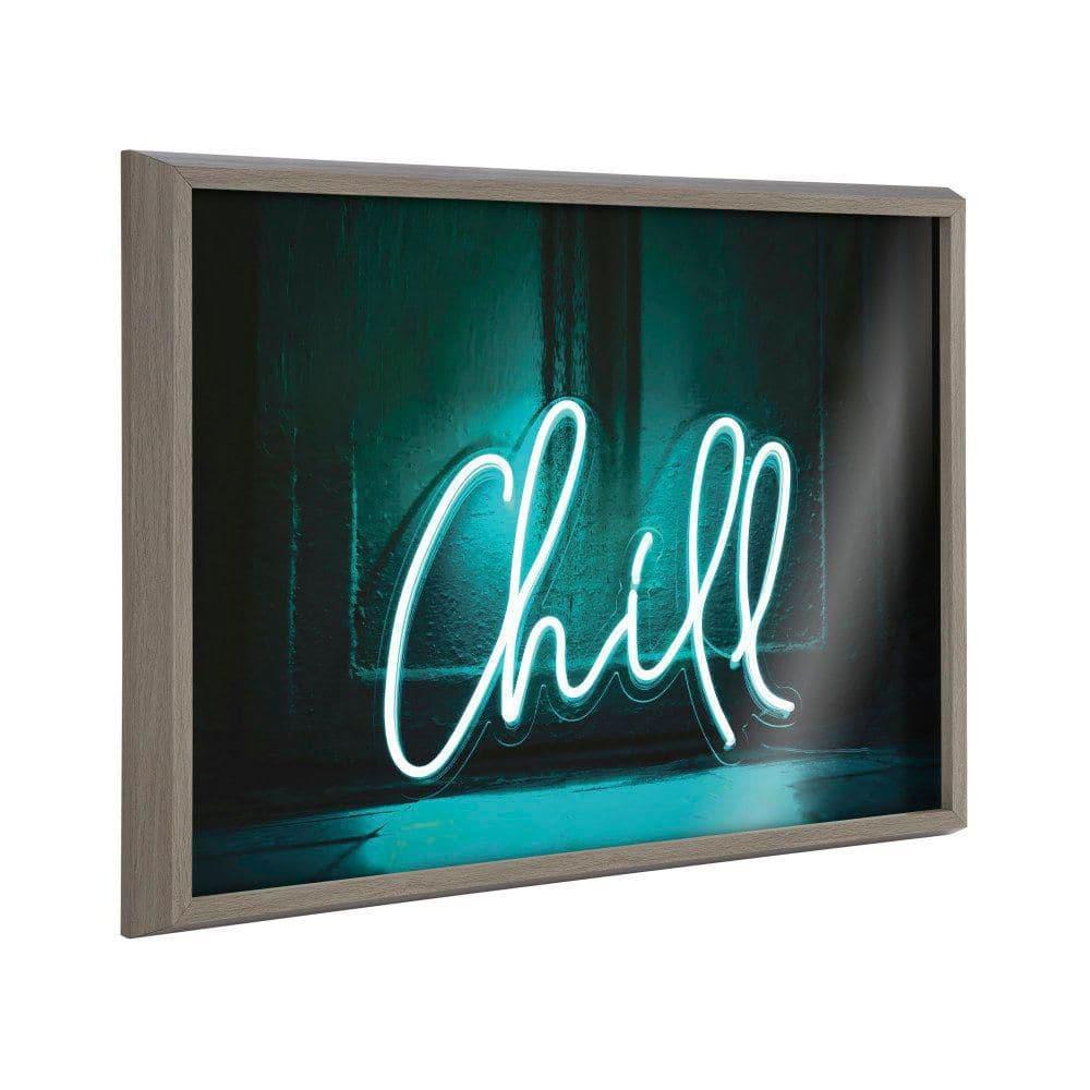Kate and Laurel Blake Chill Neon Sign Framed Printed Glass by The Creative Bunch Studio, 18x24, Gray