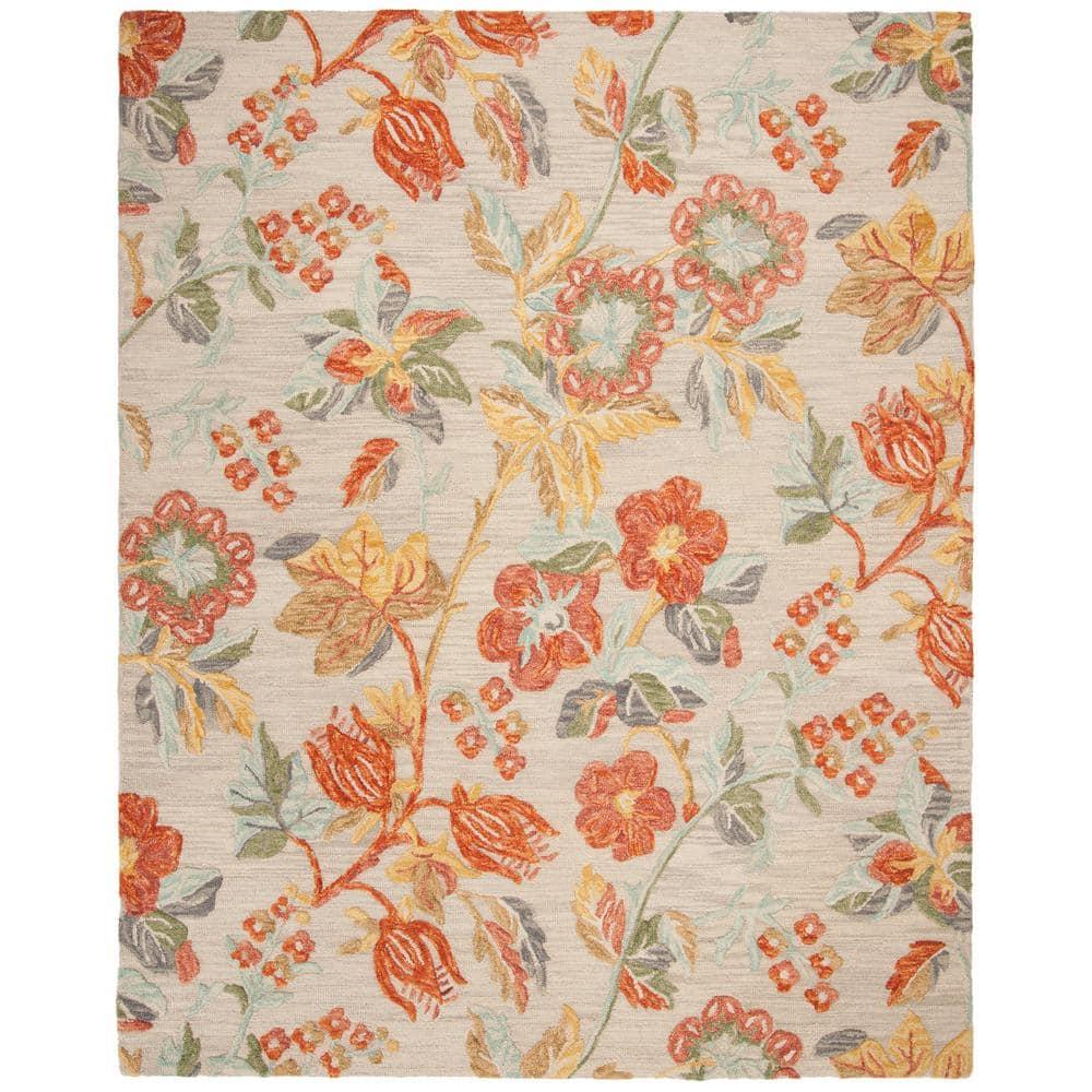 Handmade Red Floral Wool 10' x 14' Tufted Area Rug