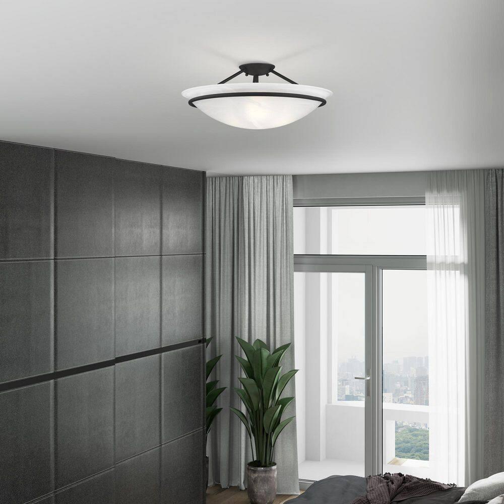 Livex Lighting Newburgh 3 - Light Semi-Flush Mount in  Black