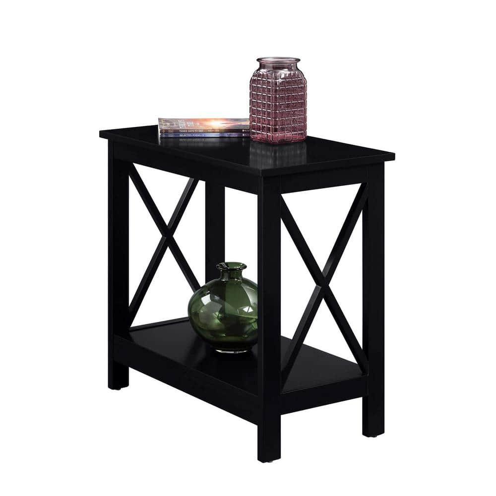 Oxford Chairside End Table with Shelf, Black