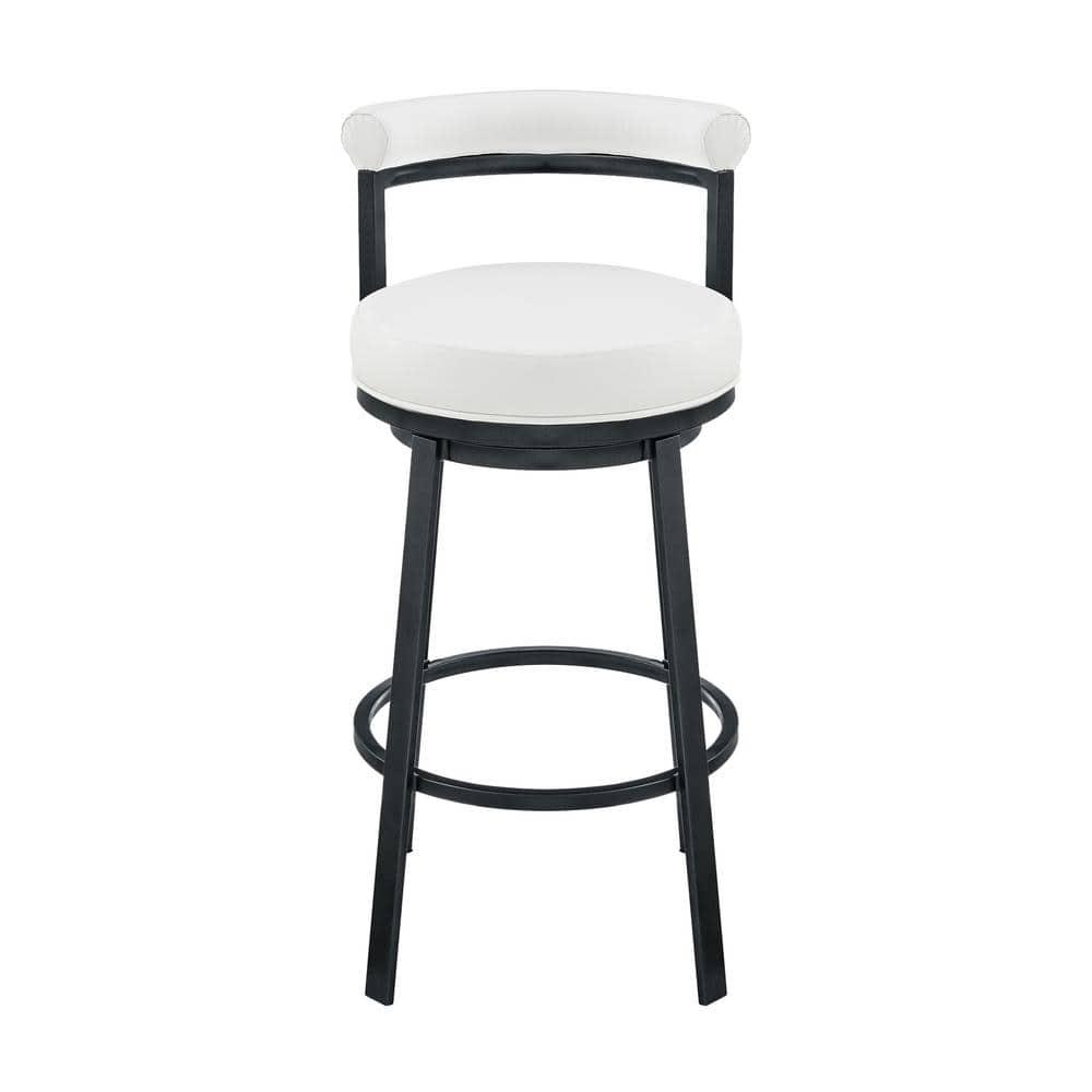 Armen Living Indoor Natya Swivel Counter or Bar Stool in Mocha Finish with Brown Faux Leather