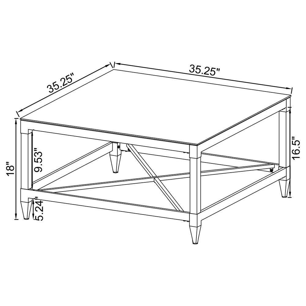 Coaster Lindley Square Metal Coffee Table Tempered Mirror Top Chrome