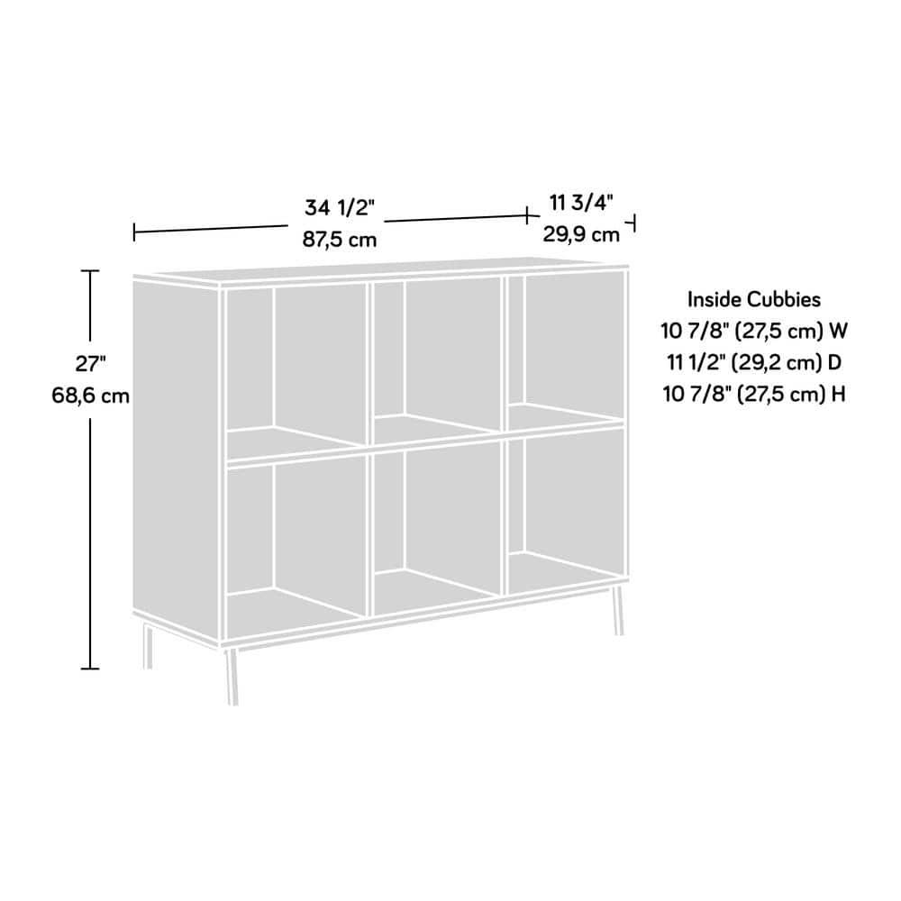 Sauder 27" 6 Cubbies North Avenue Organizer Charter Oak: Modern Metal Frame, 4-Shelf Bookcase, Brown Finish: Storage System Compatible