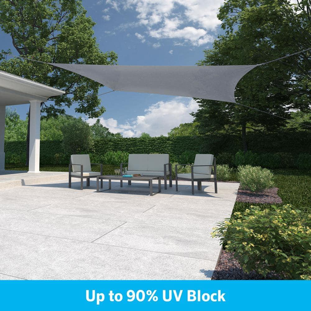 Coolaroo Ready to Hang Outdoor Sun Shade Sail Triangle 90% UV Block Protection for Backyard, Garden, Patio, Playground, 11'10" x 8' Rectangle, Steel