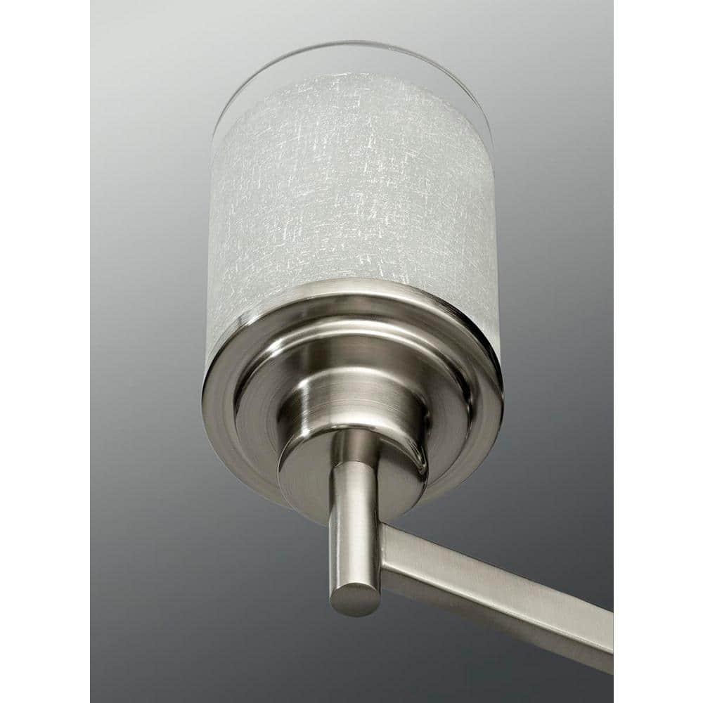 Progress Lighting Alexa Collection 4-Light Bath Fixture, Brushed Nickel, White Linen Glass Shade