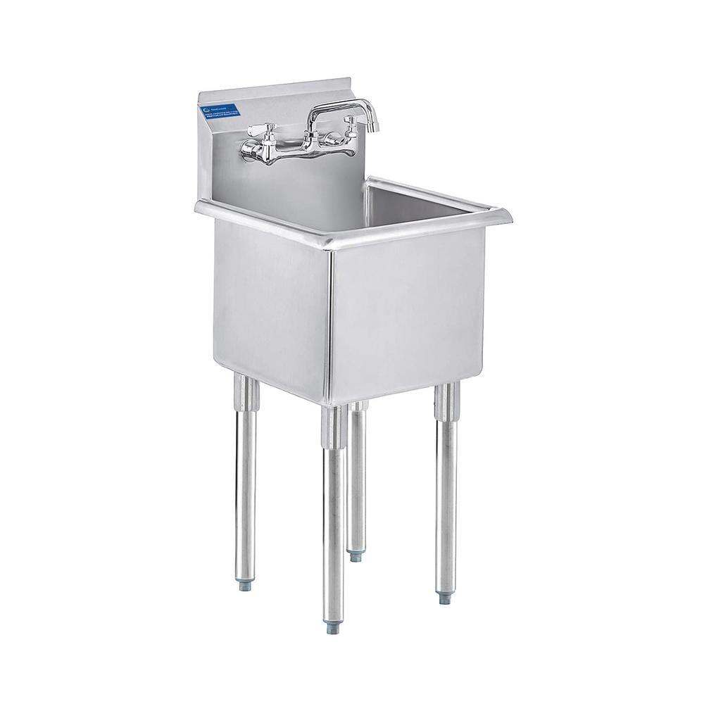 Stainless Steel Utility Sink with Faucet (Bowl Size: 15" X 15"). Restaurant, Kitchen, Laundry. NSF
