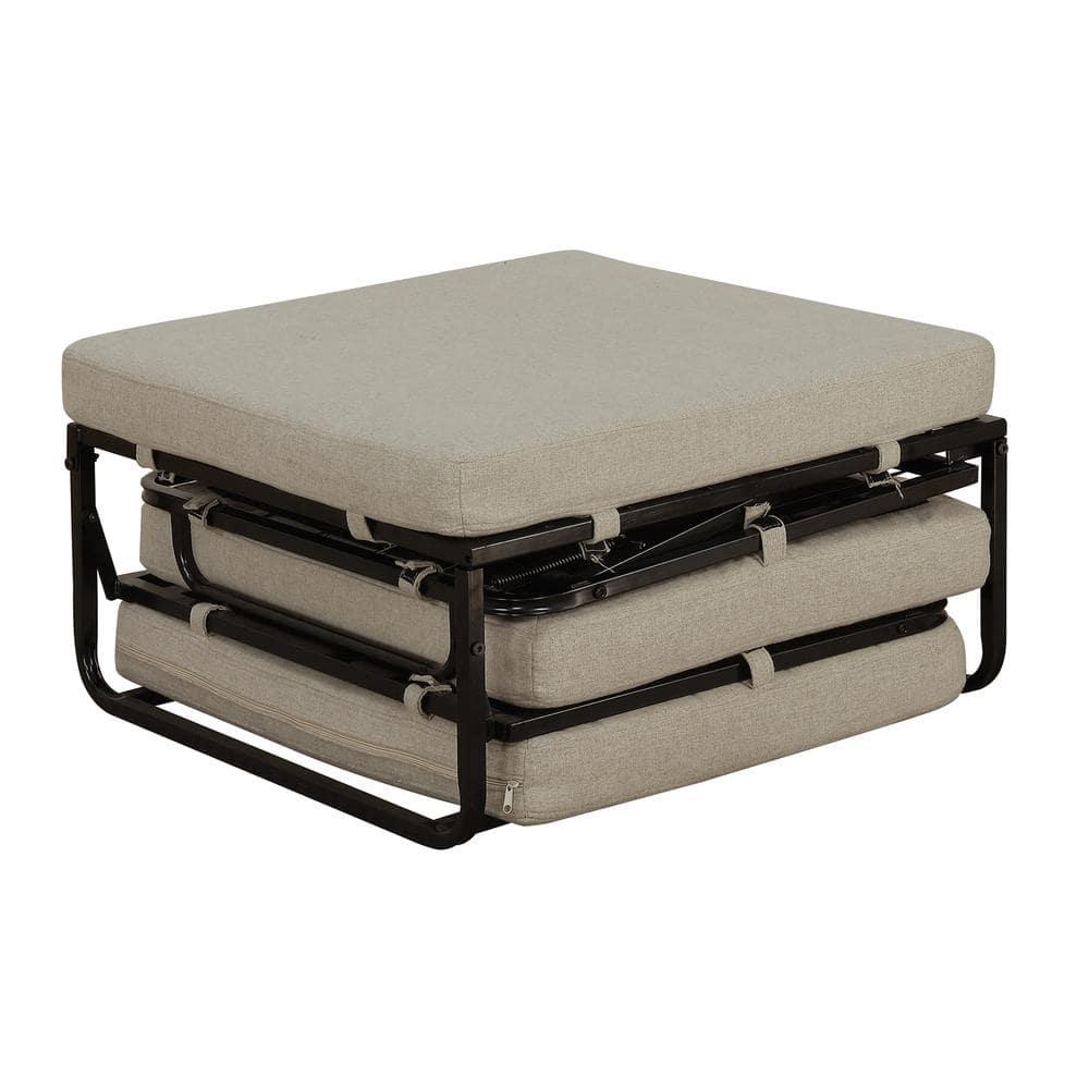 Convenience Concepts Designs4Comfort Folding Bed Ottoman, Soft Beige Fabric