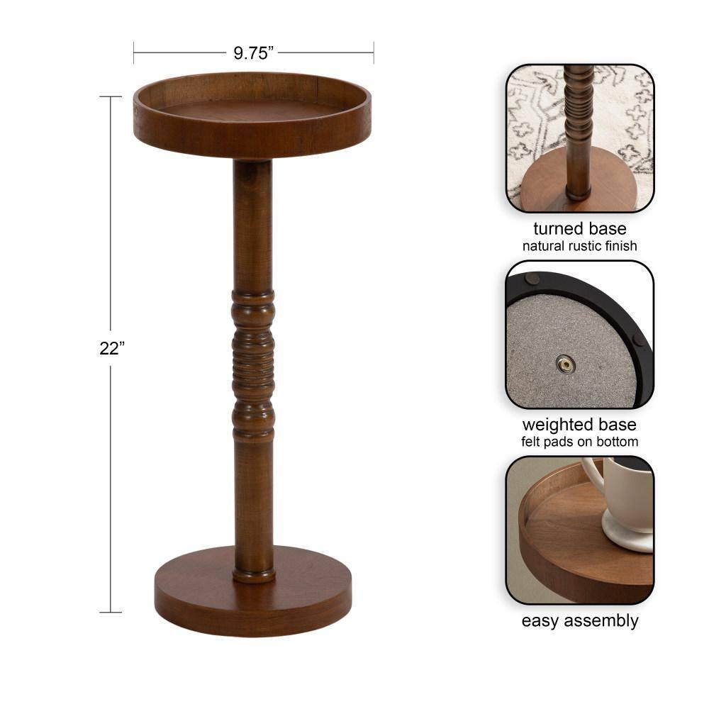 Kate and Laurel Bellport Pedestal End Table, 10x10x22, Rustic Brown