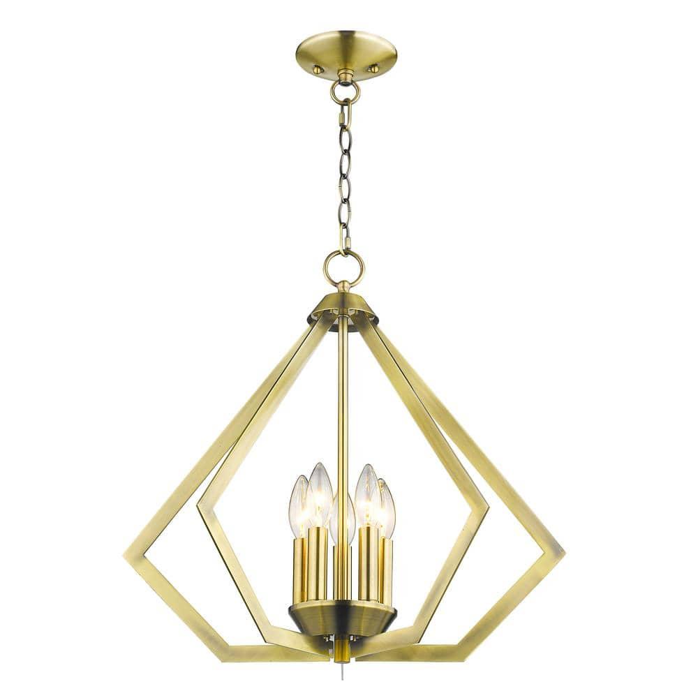 Livex Lighting Prism 5 - Light Chandelier in  Antique Brass