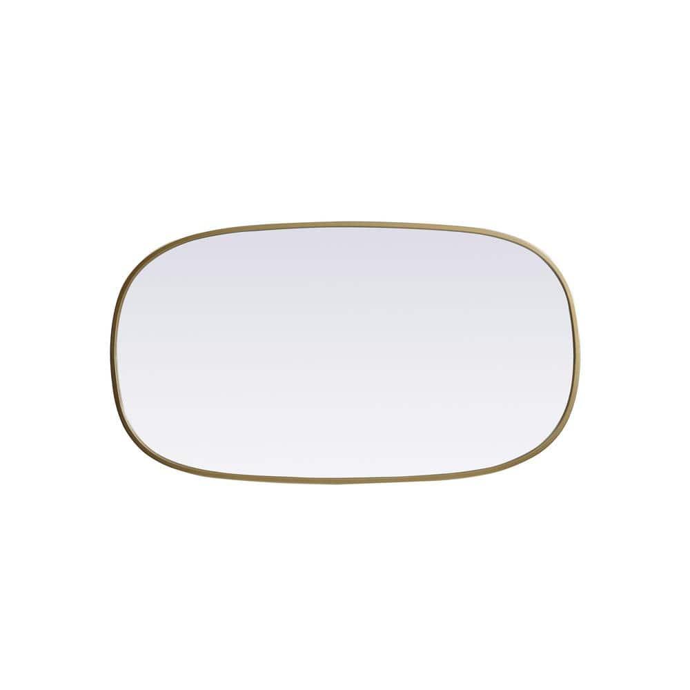 Elegant Lighting Metal Frame Oval Mirror 20x36 Inch in Brass