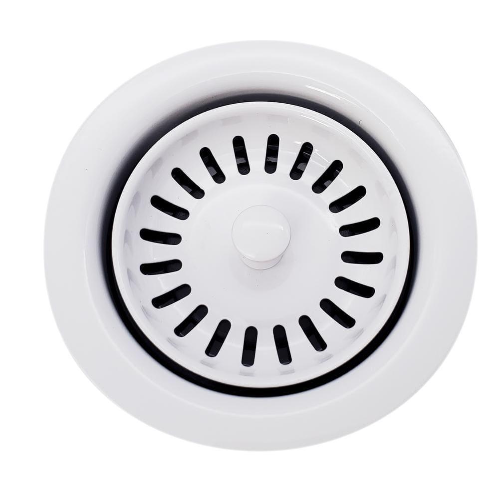 Westbrass D2089SEV-50 3-1/2" Kitchen Sink Waste Disposal Drain Flange and Basket Strainer, Powder Coat White