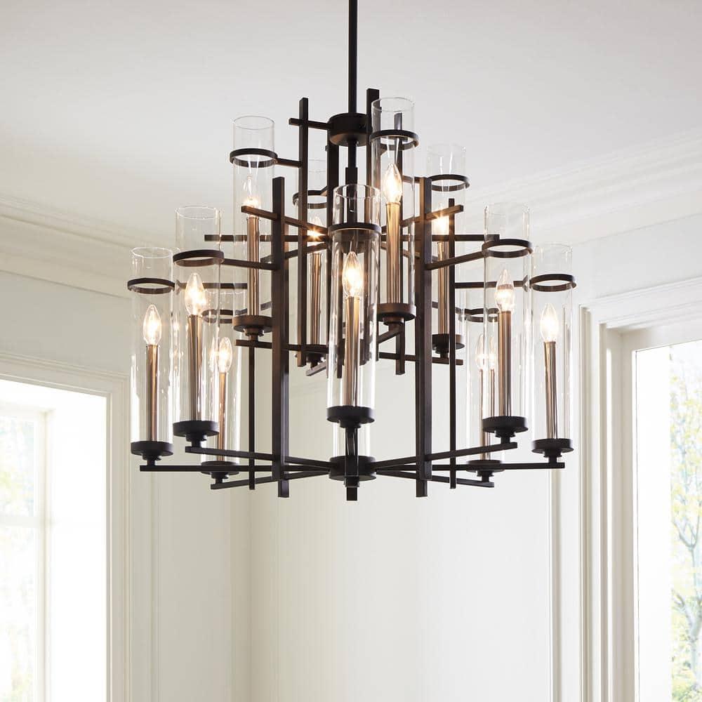 Generation Lighting Ethan 30" Forged Iron 2-Tier 12-Light Chandelier