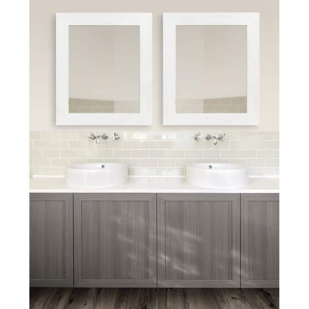 30" x 36" Garvey Wood Framed Wall Mirror White - Kate and Laurel: Modern Rectangle, No Assembly, Wall Mount