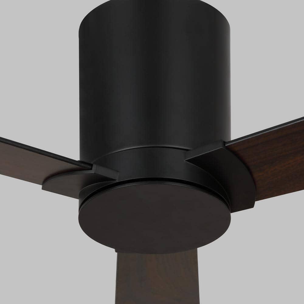 Monte Carlo 3RZHR52MBK Rozzen Hugger 52" Black Ceiling Fan with Remote Control, Reversible DC Motor, Damp Rated, 3 Reversible Blades (Midnight Black and American Walnut)