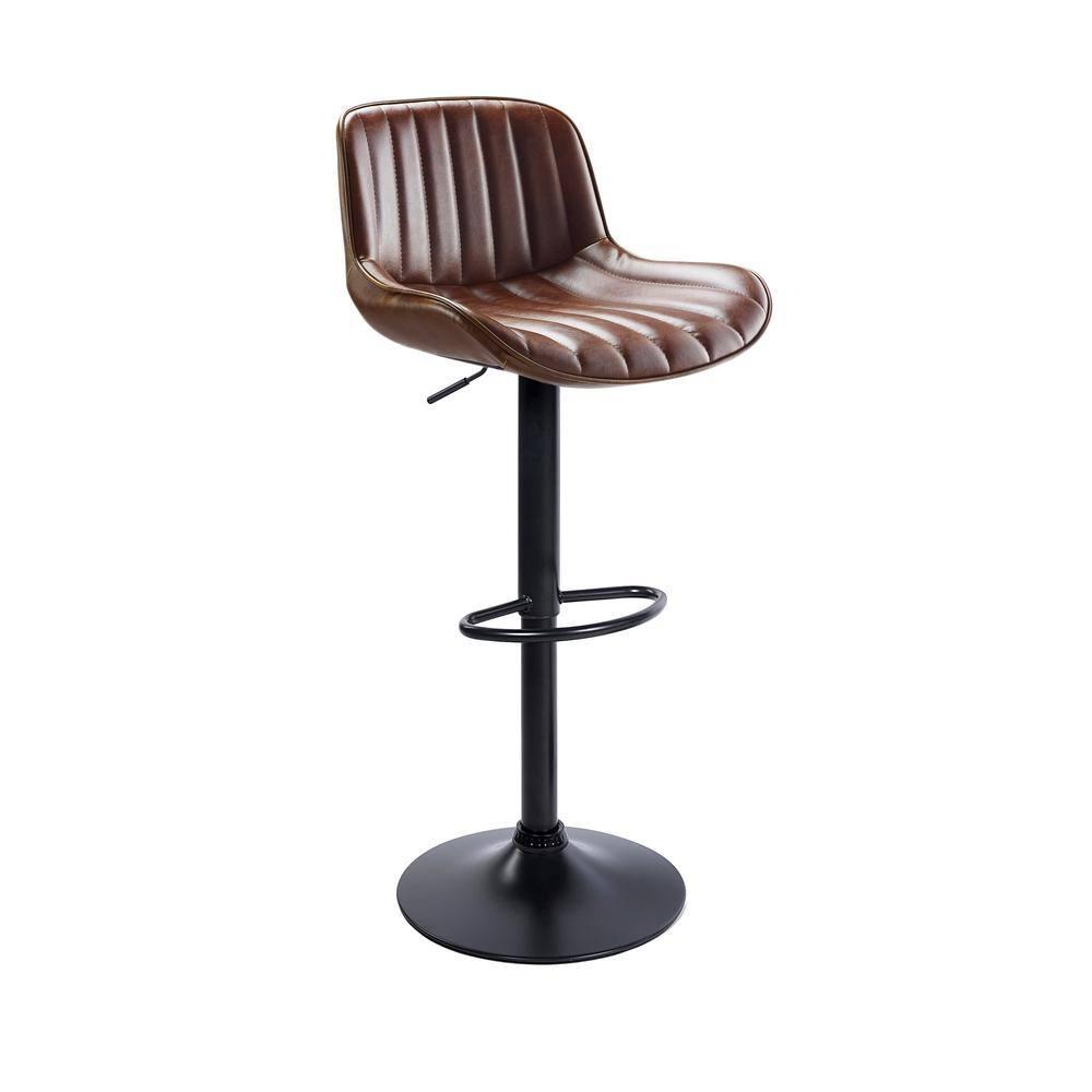 Art Leon Rustic Bar Stools Set of 2, Faux Leather with Backrest Chrome Legs, Upholstered Swivel Kitchen Stools, Cognac