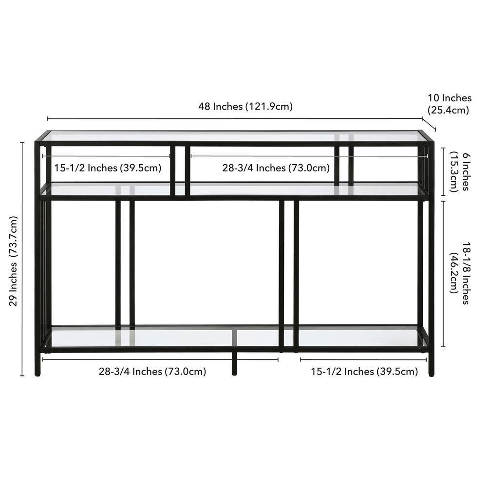 Henn&Hart 48" Blackened Bronze Metal/Glass Console Table