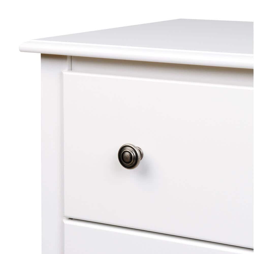 Prepac Tall 2 Drawer Nightstand with Open Shelf White: Laminated, Metal Glides, CARB Certified, 5 Year Warranty