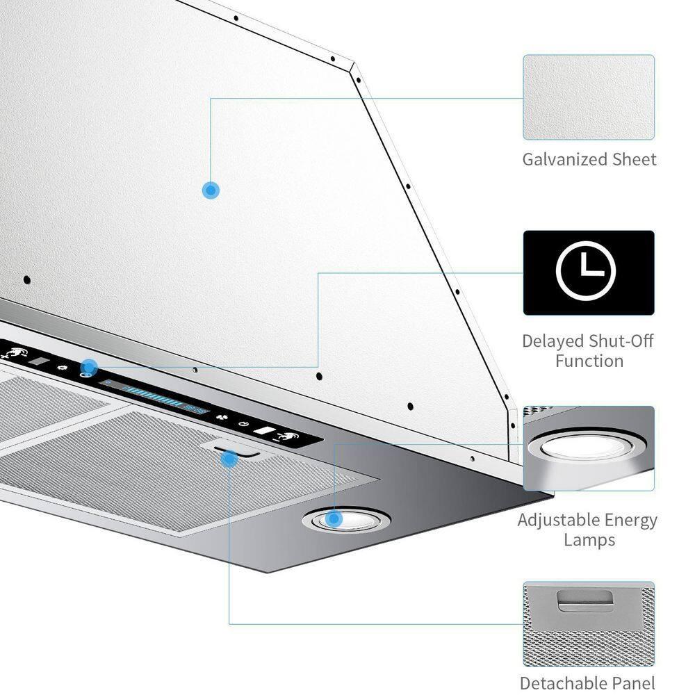 Range Hood Insert 36, AROAN Built-in Range Hood with Ducted/Ductless Convertible, Stainless Steel Vent Hood for Kitchen with 900 CFM, 4 Speed Soft Touch Switch, Aluminum Filters, Carbon Filter(B0136A)