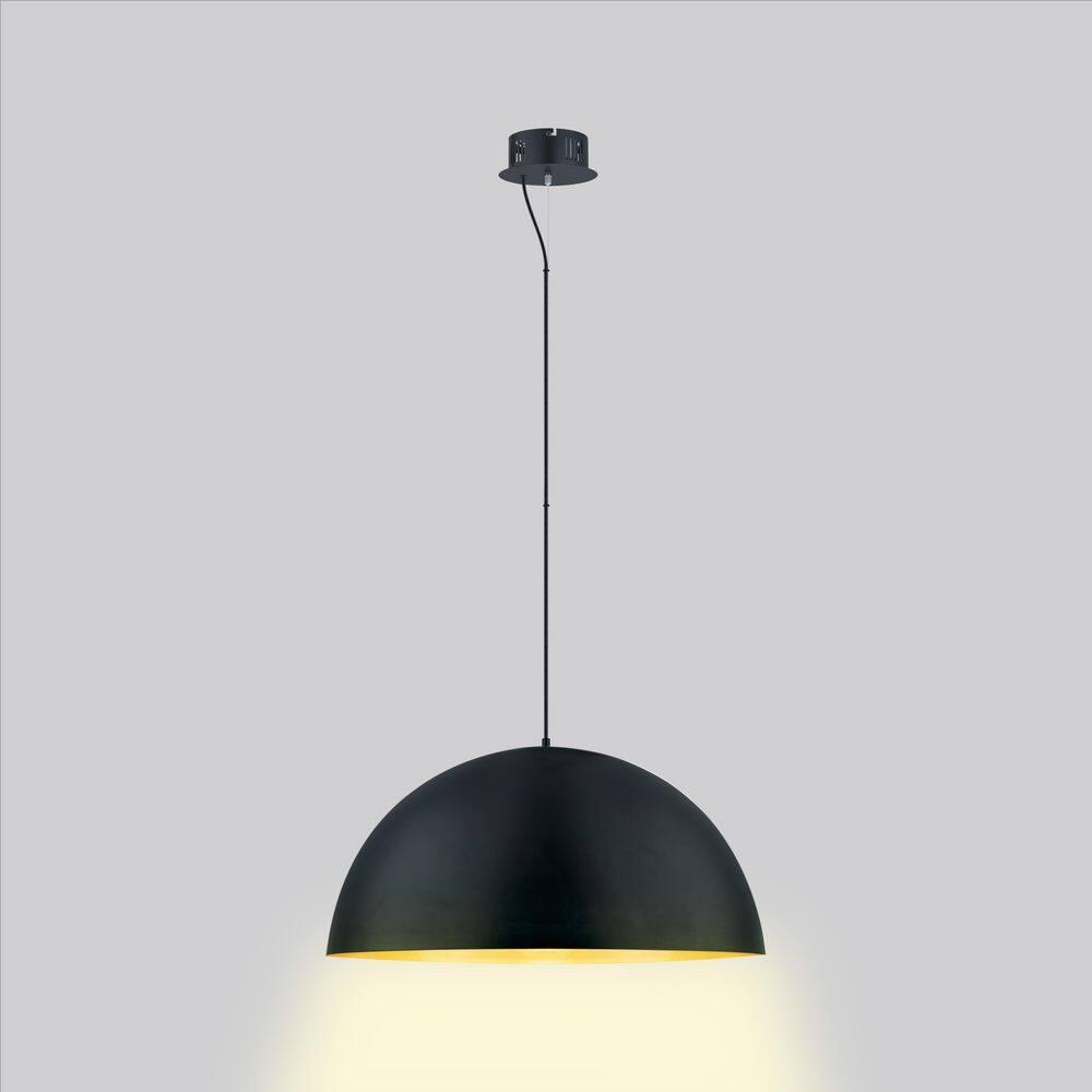 32" 1-Light Gaetano LED Pendant Black and Gold - EGLO: Contemporary Iron Bowl Shade, ETL Listed, Adjustable