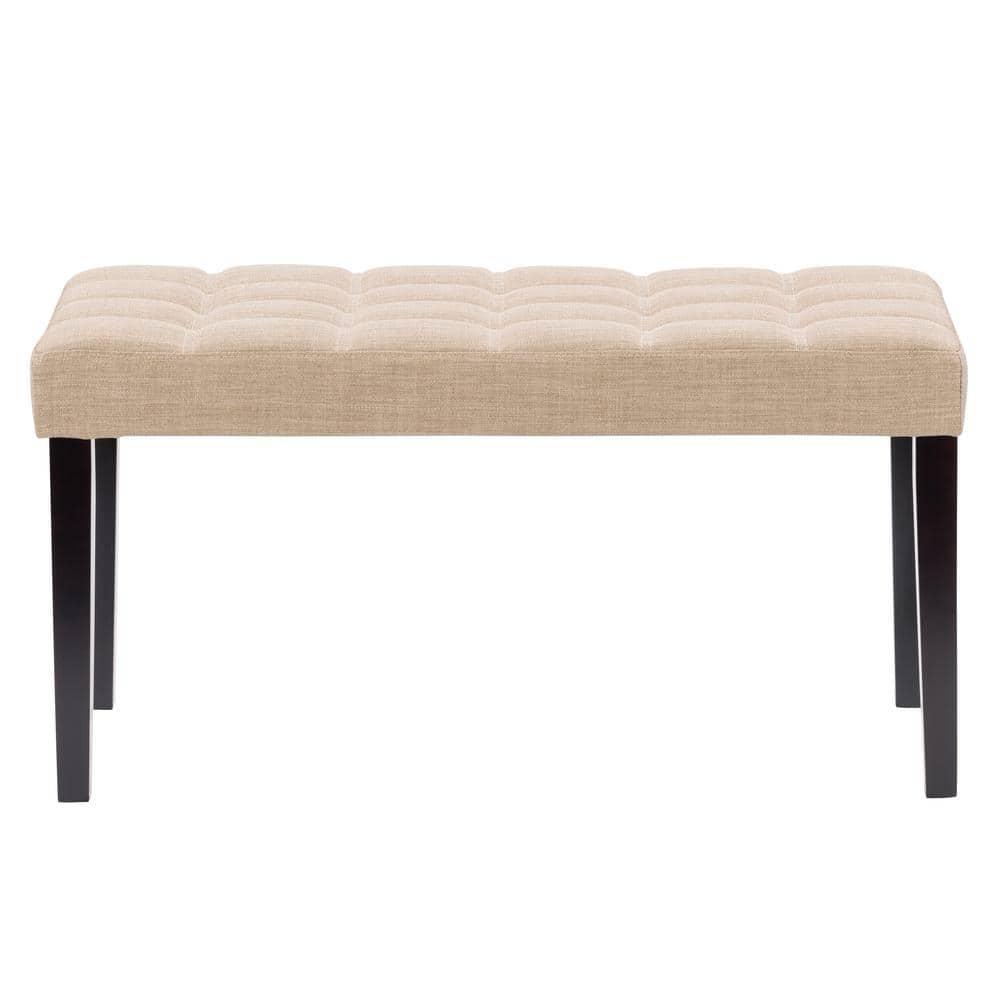 California Fabric Tufted Bench Beige - CorLiving