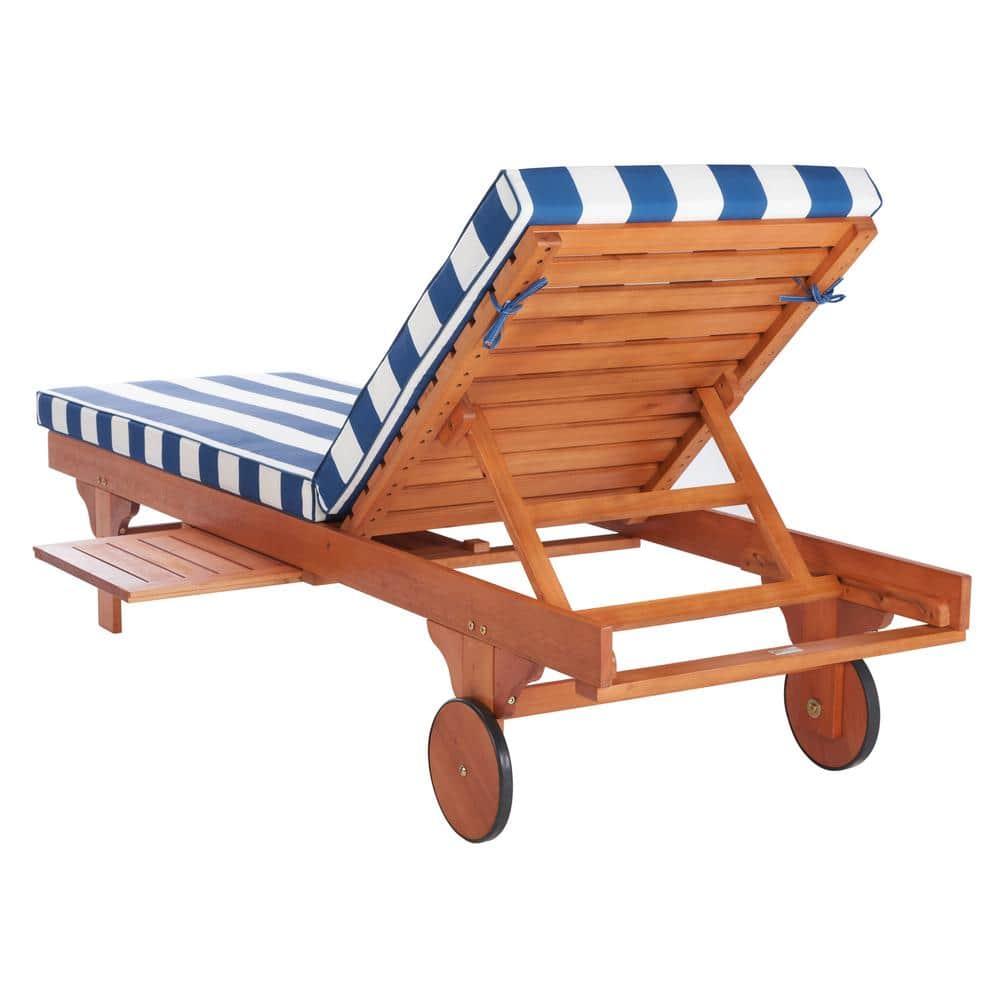 Newport Lounge Chair - Outdoor - PAT7022 - Natural/Royal Blue Striped -Safavieh