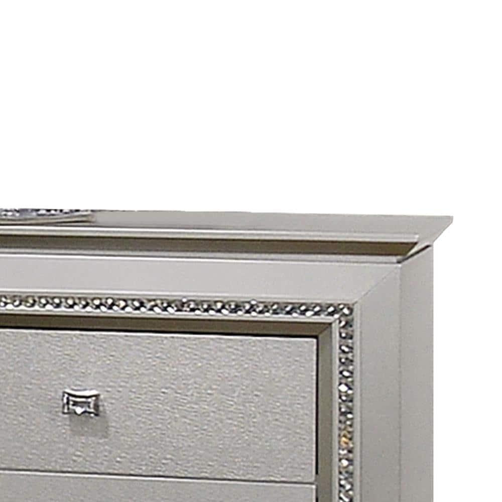 ACME Kaitlyn 2-Drawer Wooden Nightstand in Champagne White