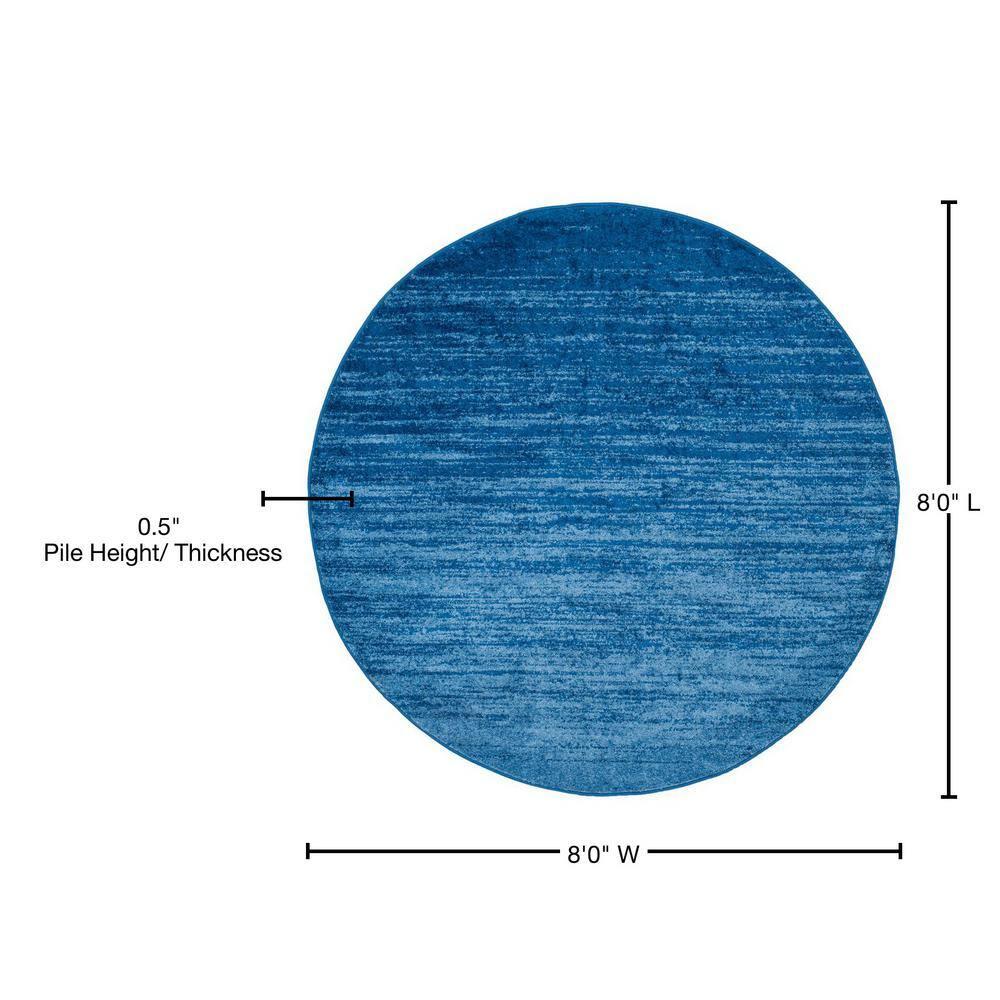 Adirondack ADR113 Machine Made Indoor Area Rug - Light Blue/Dark Blue - 8' Round - Safavieh