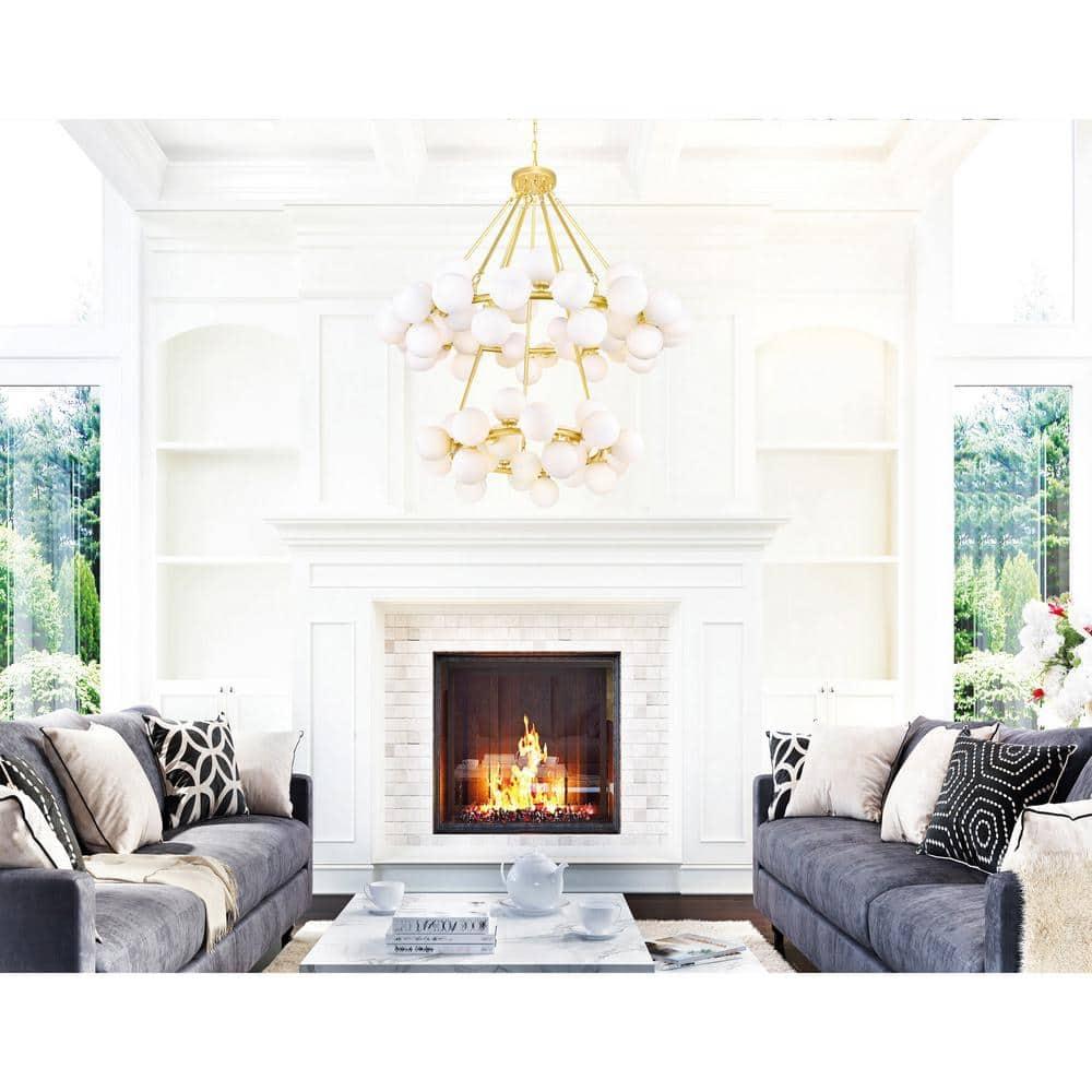CWI Lighting Arya 70 Light Contemporary Metal Chandelier in Satin Gold