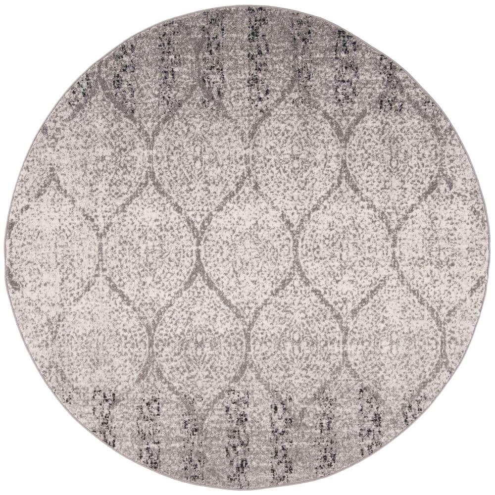Madison MAD604 Power Loomed Indoor Area Rug - Grey/Ivory - 4' Round - Safavieh