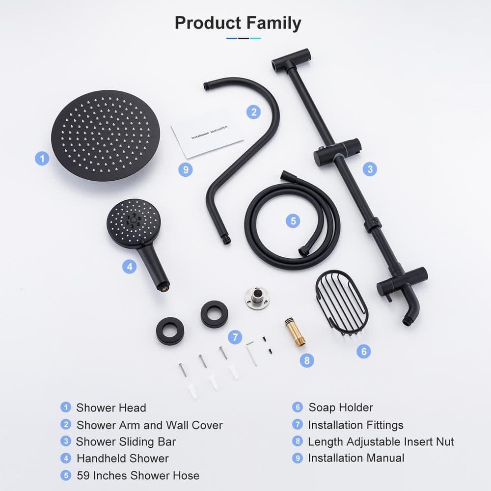 Rainlex Rainlex Rain Shower System Multi-function Hand Shower with  Slide Bar RX2001H