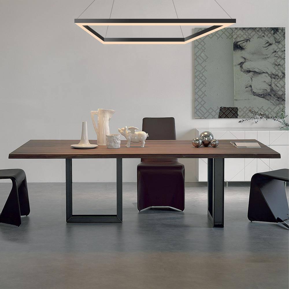 Nero 23.63" Square Contemporary Modern Metal Integrated LED Pendant Light, Black
