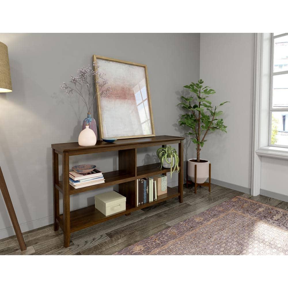 HomeRoots Brown Solid Wood Double Bookcase