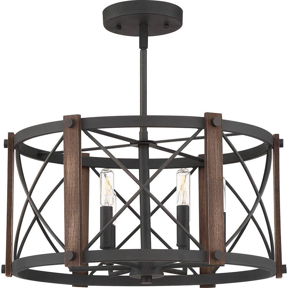 Quoizel Lighting Baron 6 - Light Semi-Flush Mount in  Marcado Black