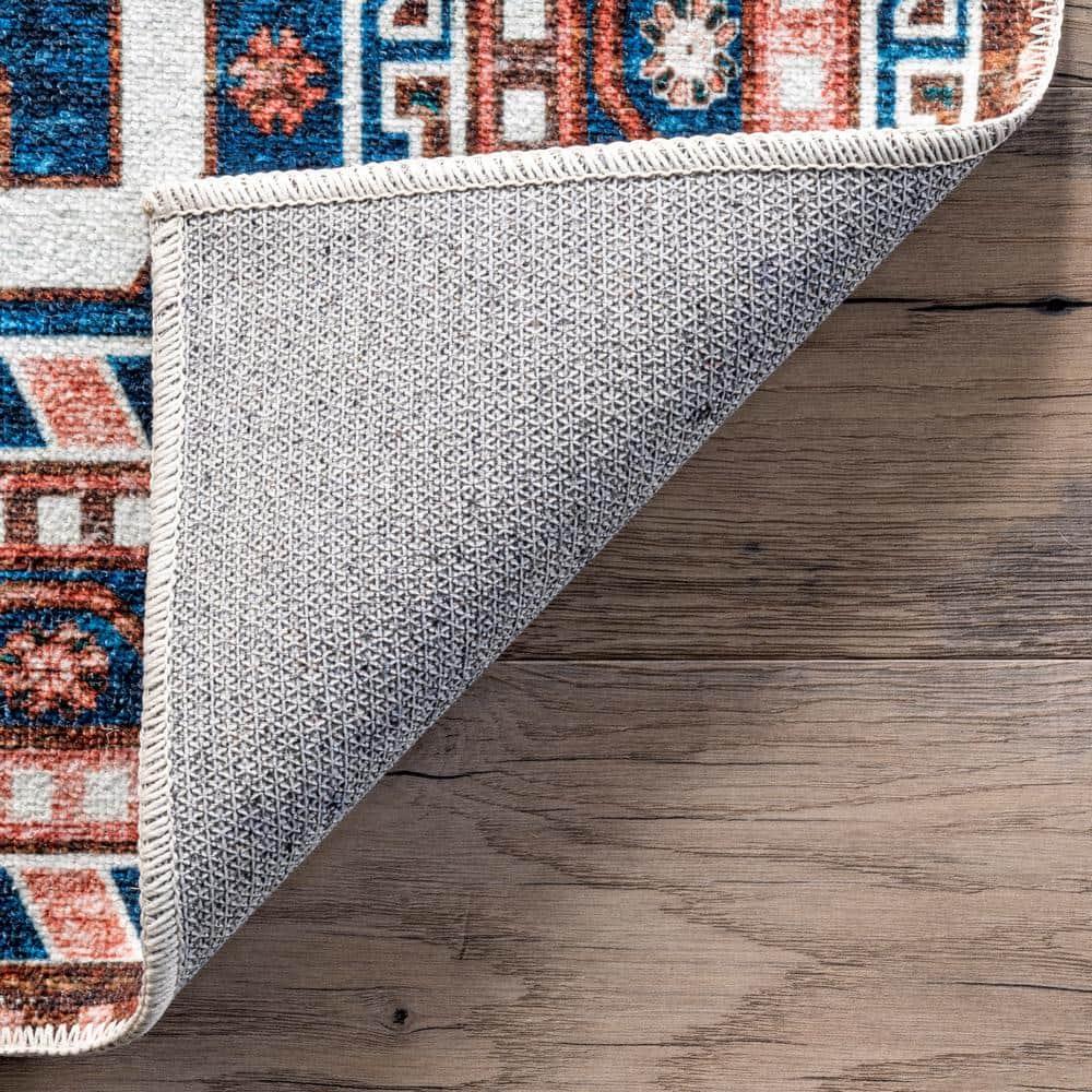 Nuloom Nevaeh Pet Friendly Machine Washable Bohemian Medallion Area Rug, 3' x 5', Dark Blue